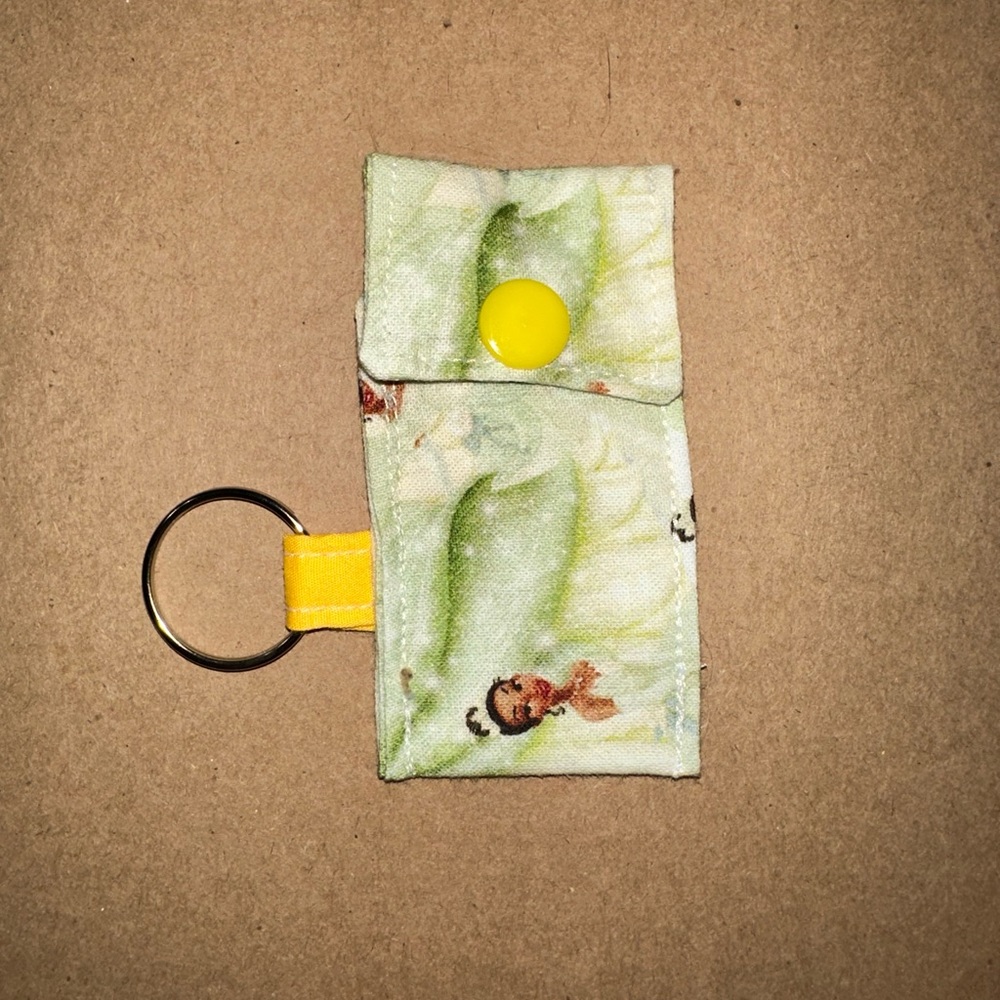 Handmade lip balm holder keychain- Princess Tiana print